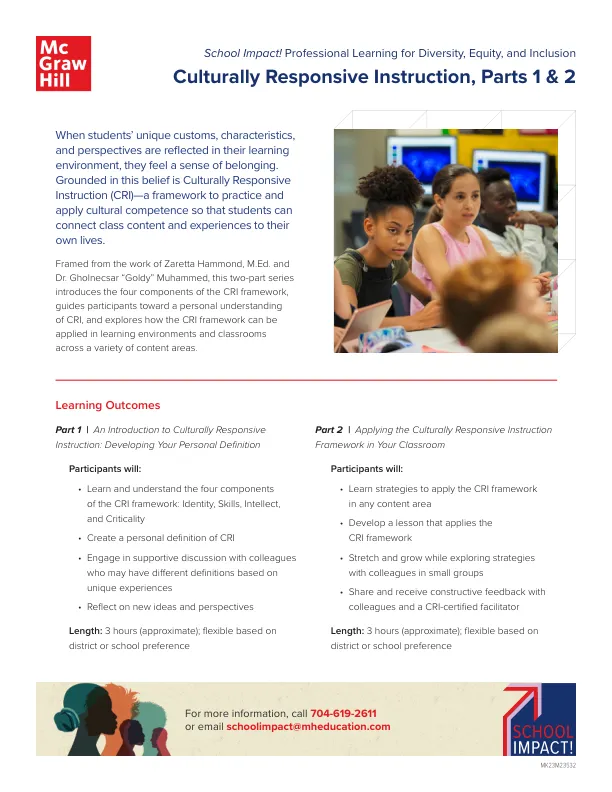 thumbnail image of Culturally Responsive Instruction flyer